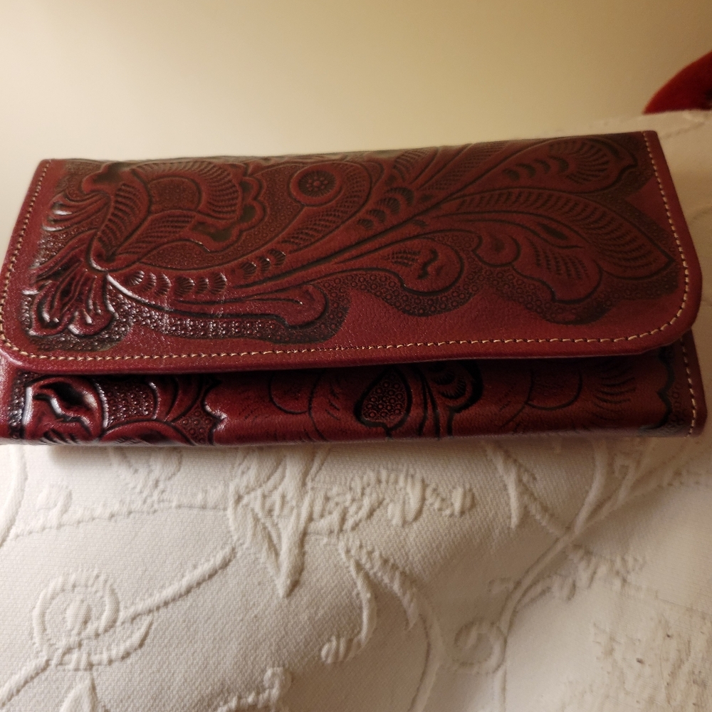 Leather wallet  Handtooled.